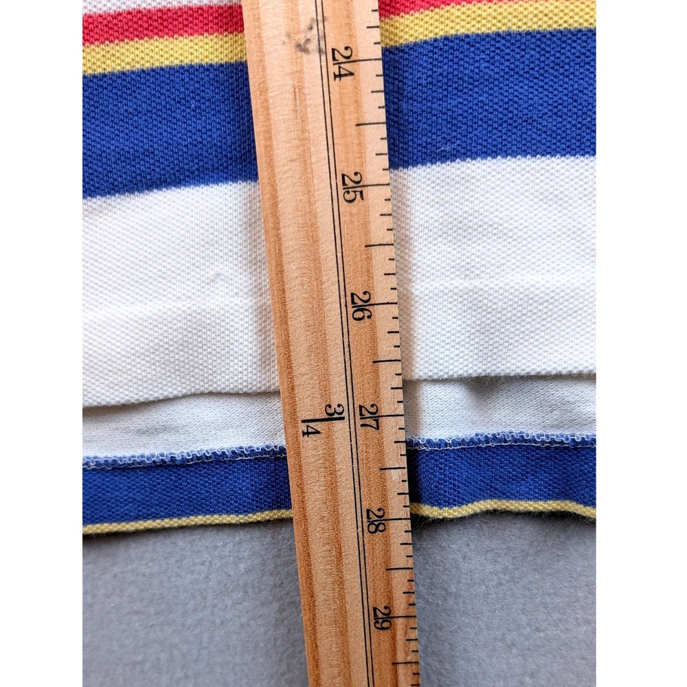 Polo Ralph Lauren Mens Custom Fit Striped Polo Shirt White Blue Red Yellow M - Picture 5 of 9